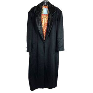 $$$ XL Oversized Zhang Toi 100% Cashmere Top Coat Black w Fur Lapel